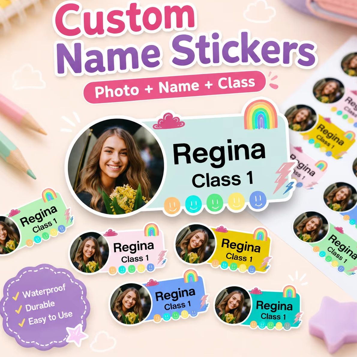 Custom Photo Book - Stiker Label Foto Personalisasi, Stiker Nama