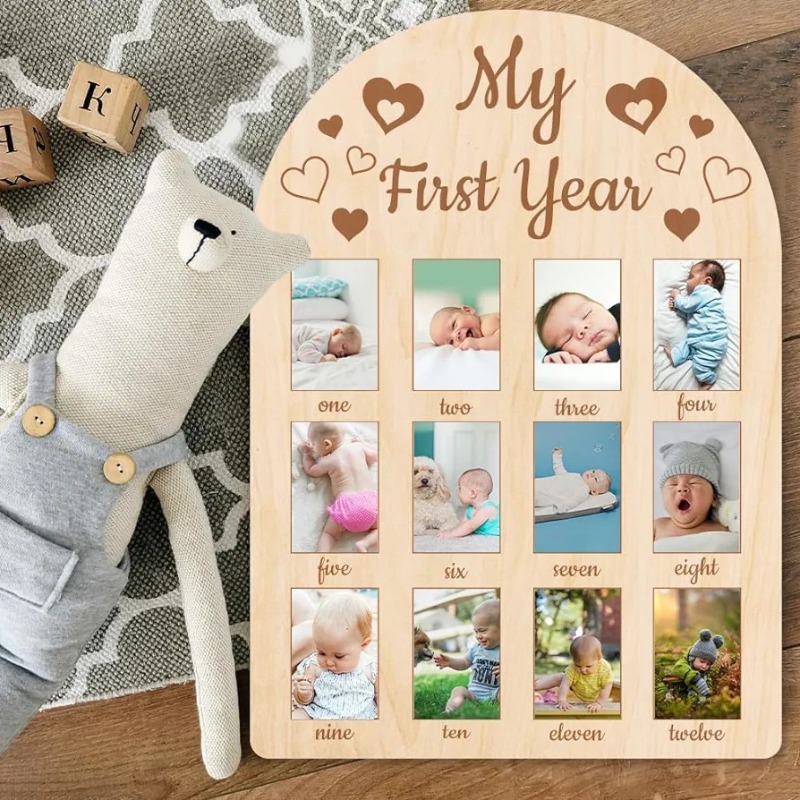 Bingkai Foto Peringatan Bayi K - Engraved Wood Frame ulasan dan harga